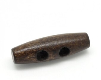 Pack of 5 Wooden Sewing Toggle Buttons 2 Holes Oval Dark Coffee 35mm x 11mm