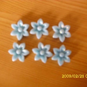 lot de 6 cabochons paillette bleu ciel de 17X6mm
