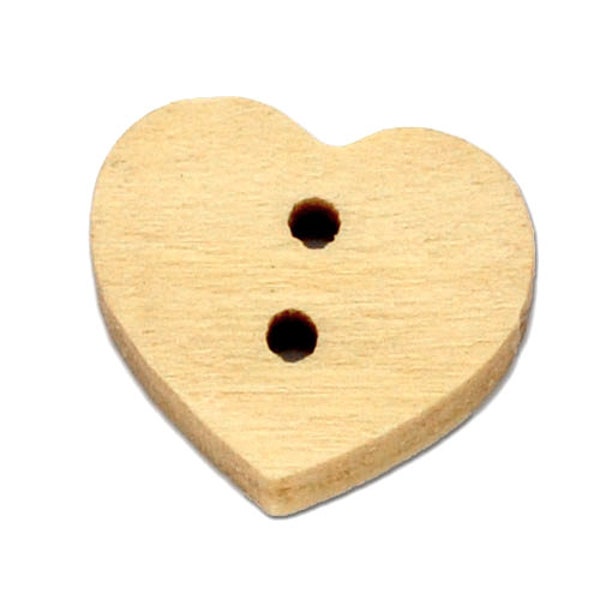 set of 10 wooden "heart" buttons of 13 x 11 mm