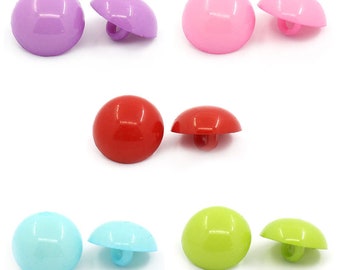 set of 10 acrylic buttons "mushroom" of 15mm diameter (2 buttons of each color in the lot)