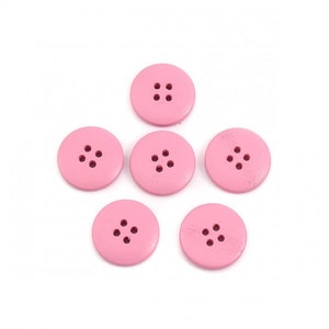 Boutons Rond Fleur Rose En Résine 13mm - Lot De 6 Bouton De Couture