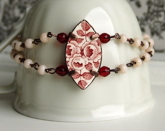 broken china romantic bracelet with flower pattern