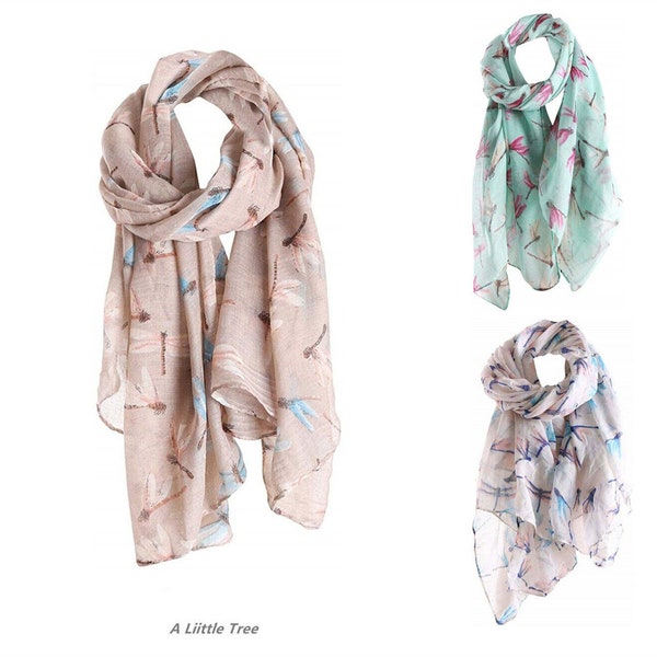 Dragonfly Print Lady Women Soft Scarf Scarves Shawl Wrap Headscarf