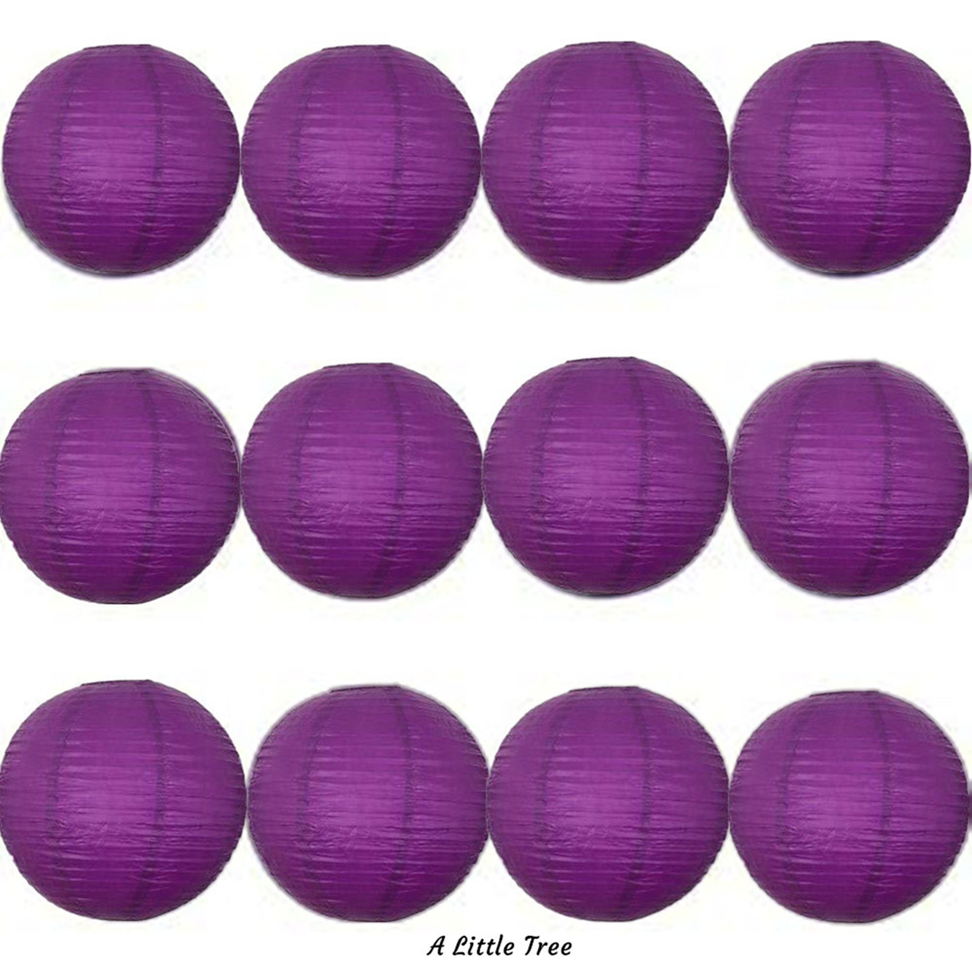 12 X Purple Round Paper Lanterns Lamp Shade Wedding Birthday Etsy UK