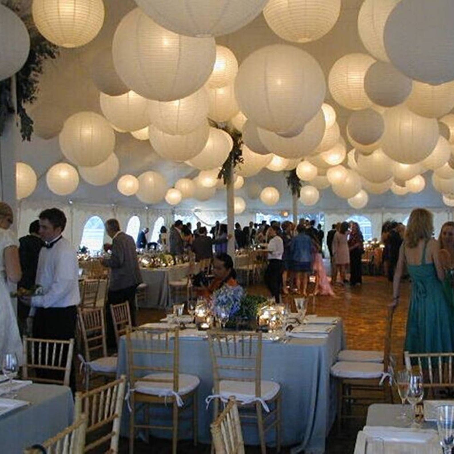 40 Mixed Size White Round Paper Lanterns Lamp Wedding Birthday Etsy