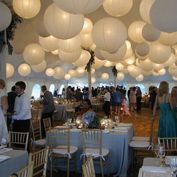 40 Mixed Size White Round Paper Lanterns Lamp Wedding Birthday Party Decorations(14"x10+12"x10+10"x10+8"x10)