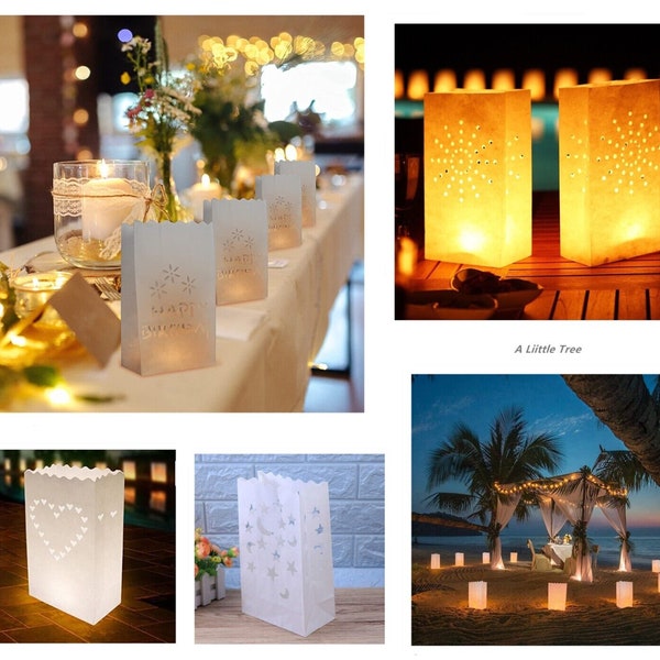 30XLuminary Candle Lantern Paper Bags Party Birthday Wedding Valentine Christmas New Year Party
