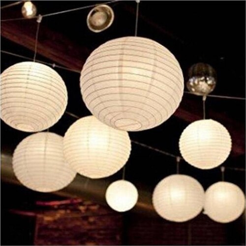 40 Mixed Size White Round Paper Lanterns Lamp Wedding Birthday Etsy UK