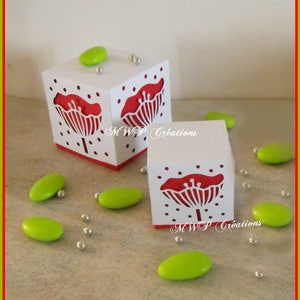 Boxes for dragees "Poppies" (kit for 10 boxes,) 2 sizes available