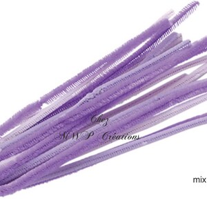 Fil chenille 6mmx50cm, assortiment au choix x10 mix lilas