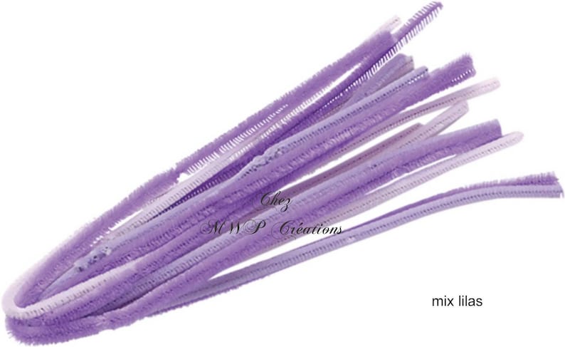 Fil chenille 6mmx50cm, assortiment au choix x10 mix lilas