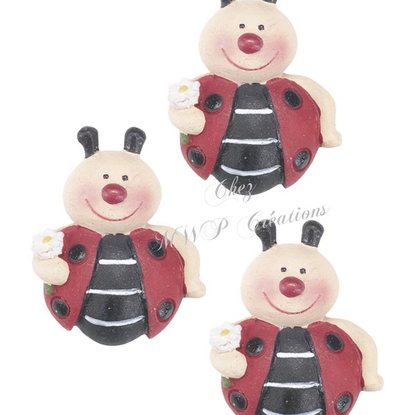 lot de 3 petites Coccinelle 2 x 2,7 cm