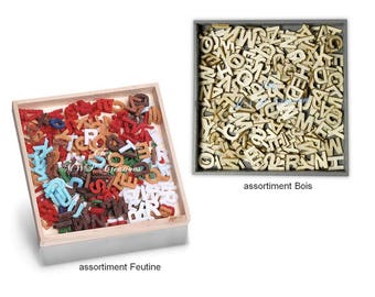Box of wooden or felt ornaments &quot;Alphabet&quot;