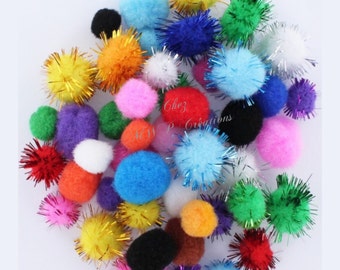 Assortment of pompoms 1,5cm, 2cm by 50 pieces