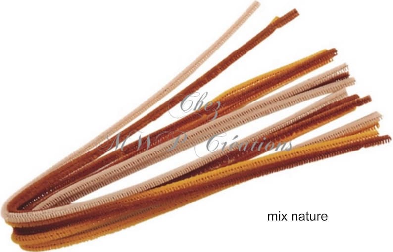 Chenilledraad 6mmx50cm, assortiment naar keuze x10 mix nature marron