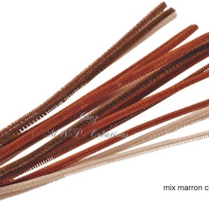 Fil chenille 6mmx50cm, assortiment au choix x10 mix marron chocolat