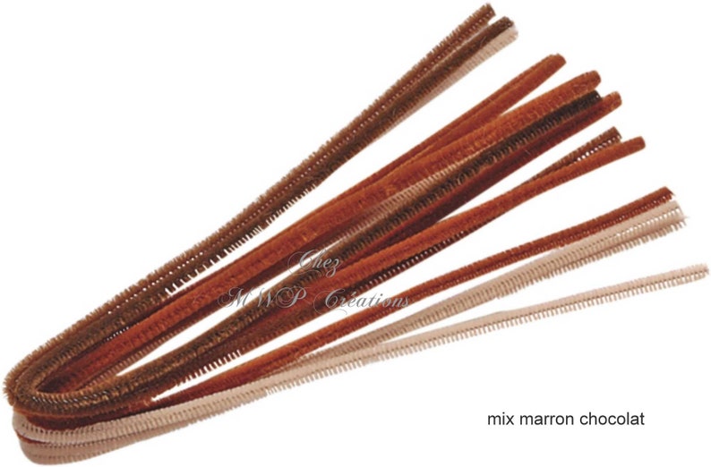 Chenilledraad 6mmx50cm, assortiment naar keuze x10 mix marron chocolat