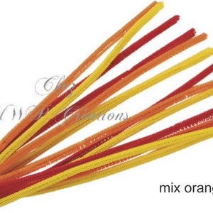 Chenilledraad 6mmx50cm, assortiment naar keuze x10 mix orange