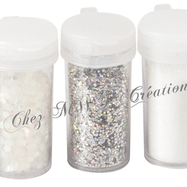 Assortiment de paillettes Argent 5 tubes de 4 g