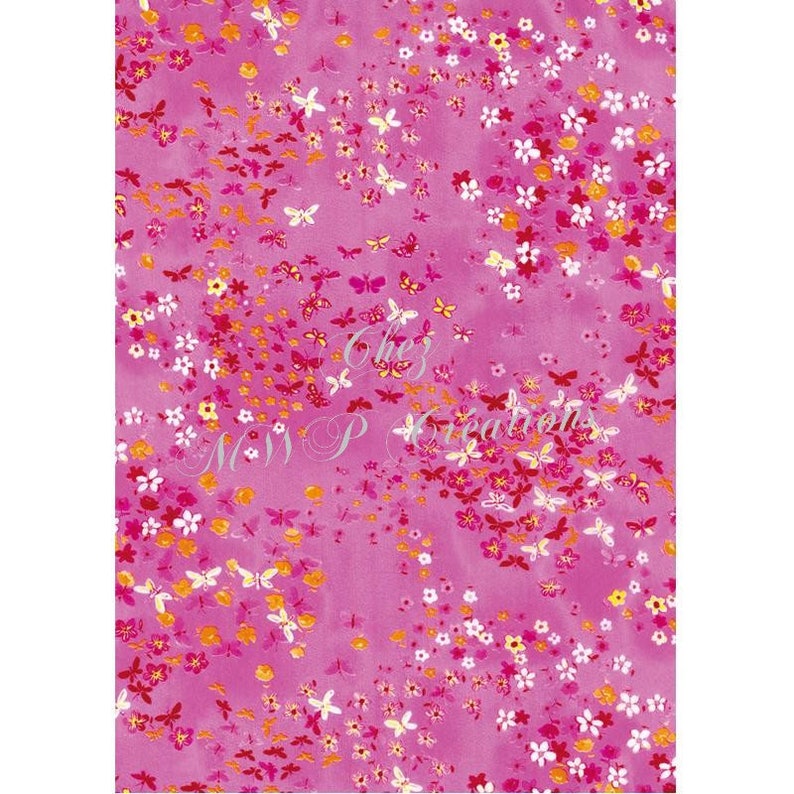 papier DECOPATCH 30x40cm lot de 3 feuilles divers modèles rose fleur papillon