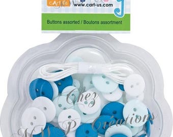 Assortiment de boutons " Baby Boy " 72 pièces (bleu ou rose)