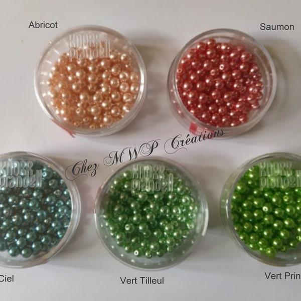 Perles rondes nacrées en verre ciré 4mm, boite de 100, plusieurs coloris disponible