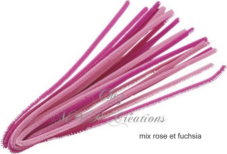 Fil chenille 6mmx50cm, assortiment au choix x10 mix rose et fuchsia