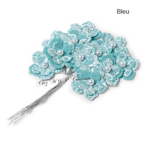 12 Linen flowers on stem, several colours
