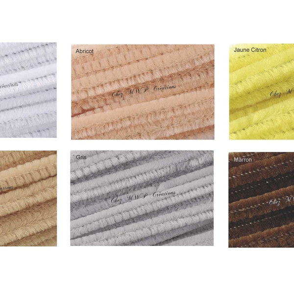 Fil chenille 8mmx50cm, lot de 10, plusieurs coloris disponible