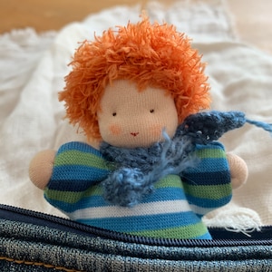 Puppe nach Waldorfart,11 cm, Stoffpuppe, Taschenpuppe