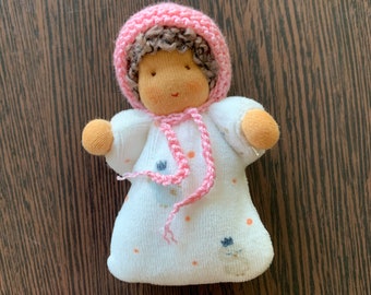 Waldorf style doll 11 cm, small rag doll