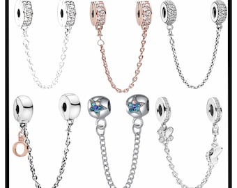 perles charms breloque chaîne de sécurité avec fermoir pour collier et bracelet style européen