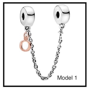 Charm de cuentas con cadena de seguridad y cierre para collar y pulsera de estilo europeo. imagen 9