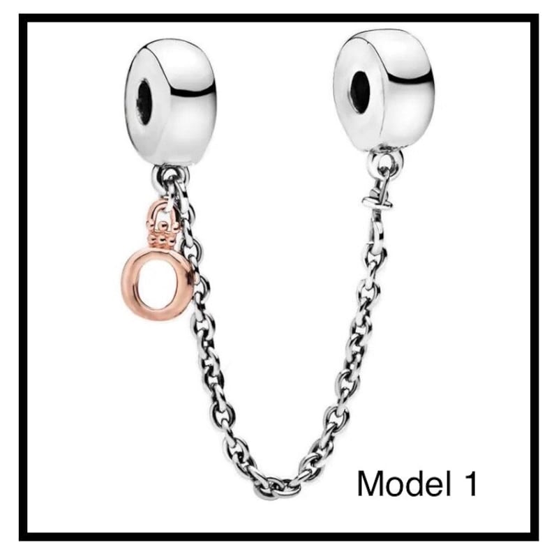 Charm de cuentas con cadena de seguridad y cierre para collar y pulsera de estilo europeo. imagen 9