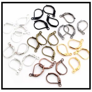 Peut inclure: Assortiment de crochets d'oreille en différentes finitions, notamment argent, or, noir et bronze. Les crochets sont en métal et ont un fermoir à ressort.