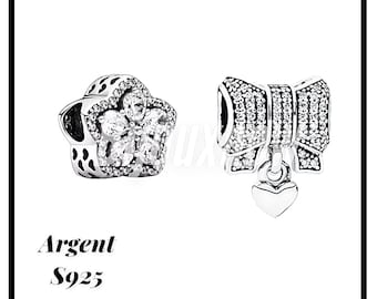 perle charms breloque en argent 925 avec poinçon pour bracelet ou collier