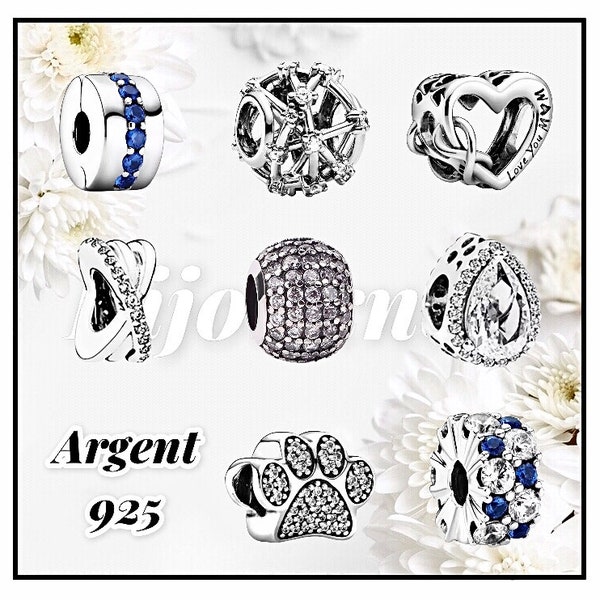 perle charms breloque en argent 925 avec poinçon pour bracelet