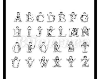 Lots lettres alphabet A,B,C,D,….pendentifs initiales , perles, charms, breloques.....