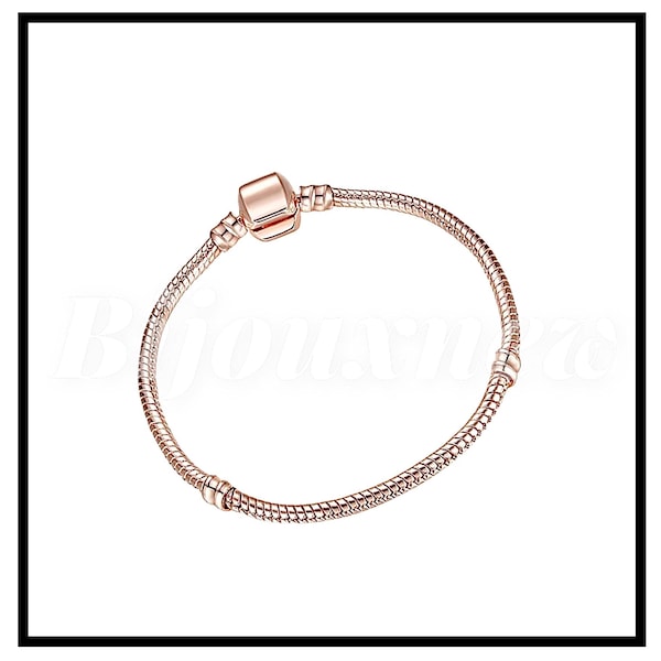 Bracelet serpent style pandora compatibles charms, pendentifs, breloques,... or rose gold plaqué argent
