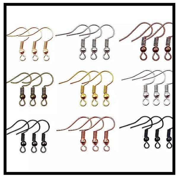 Lots hooks hooks earrings black, red cooper, bronze, rose gold, silver, rhodium, ...