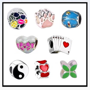 LOTS of European beads, charms, pendants, charms, antique silver with rhinestones, zircon,... for bracelet, necklace and others