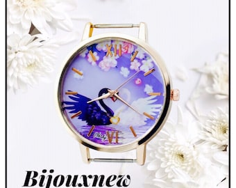 Swan and owl watch dials with rhinestones for manufacturing, jewelry creations, ...