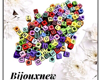 X10pcs perles cubes lettres alphabet.