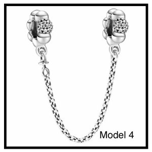 Charm de cuentas con cadena de seguridad y cierre para collar y pulsera de estilo europeo. imagen 4