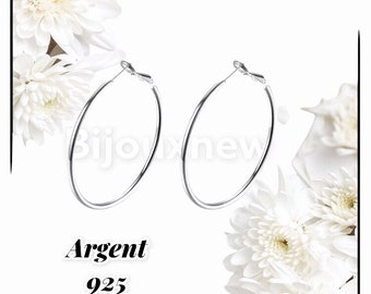 Argent 925 X1 paire de créole , boucles d'oreilles, anneaux, ..avec poinçon 925