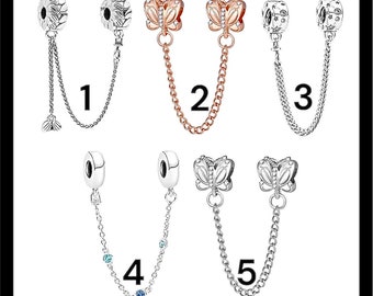 perles charms breloque chaîne de sécurité avec fermoir pour collier et bracelet style européen