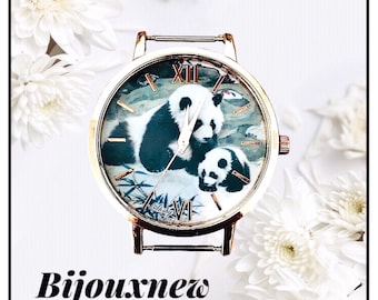 Panda or koala watch dials with rhinestones for manufacturing, jewelry creations, ...