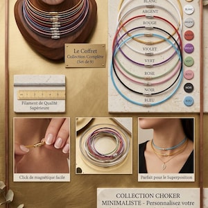 Sets aus Halsketten, Chokern und Draht-Chokerkabeln.