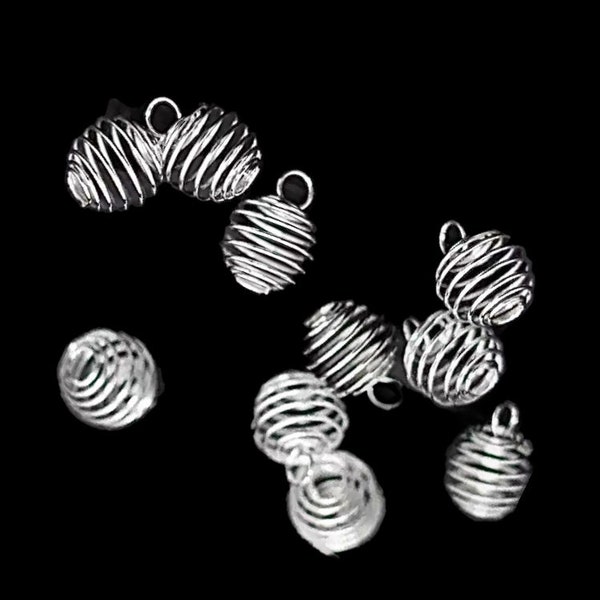 Lots cages à perles, pendentifs lanternes spirales 15mm X 14mm,pour création fabrication matériel accessoires de bijoux