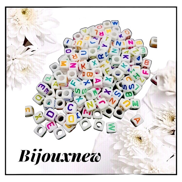 X10pcs perles cubes lettres alphabet.